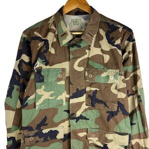 EA Industries Jacket Mens Small Woodland Camo Hot Weather Button Up Combat